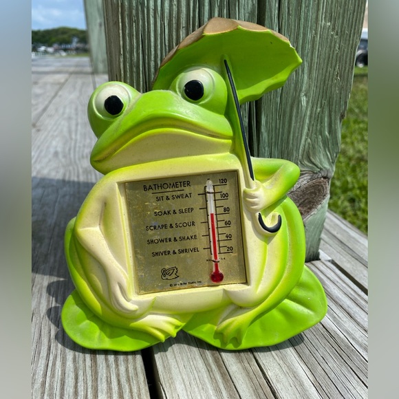 Frog Bathometer Vintage Chalk-ware - Picture 1 of 4